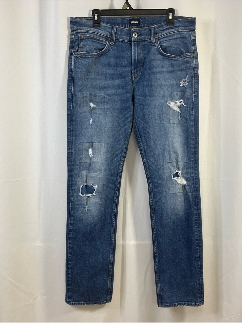 Hudson Men's Blake Slim Straight Jeans 34x35 Distressed Wash Stretch Faded